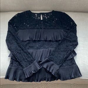 J.Crew Lace + Ruffle Top